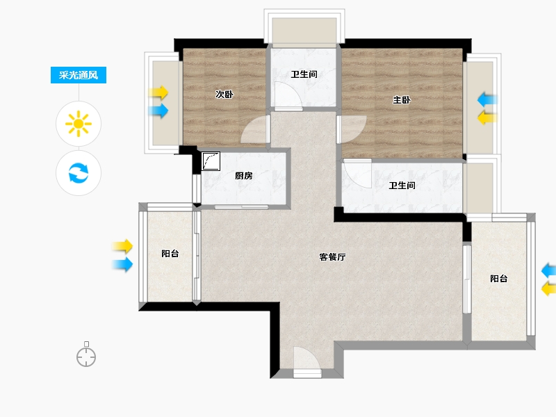 广东省-汕头市-怡璟海岸雅园-66.00-户型库-采光通风