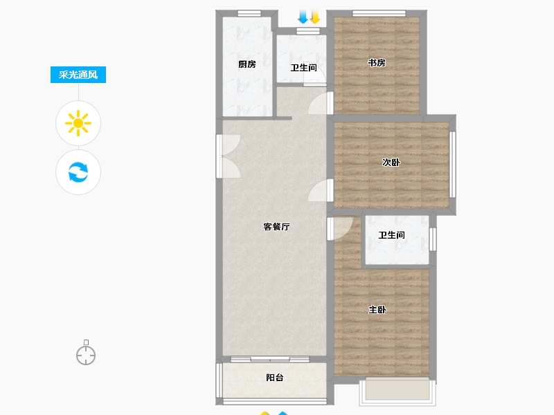 江苏省-宿迁市-天宇天和花城-99.40-户型库-采光通风