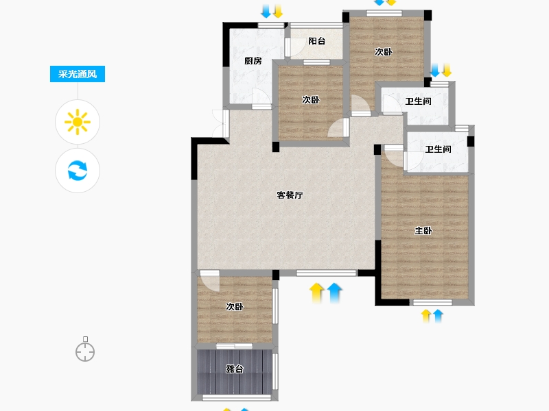 云南省-昆明市-滇池泊屋-120.64-户型库-采光通风