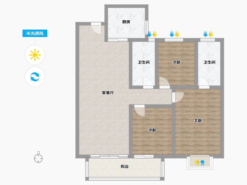 湖北省-武汉市-中建星光城-90.00-户型库-采光通风