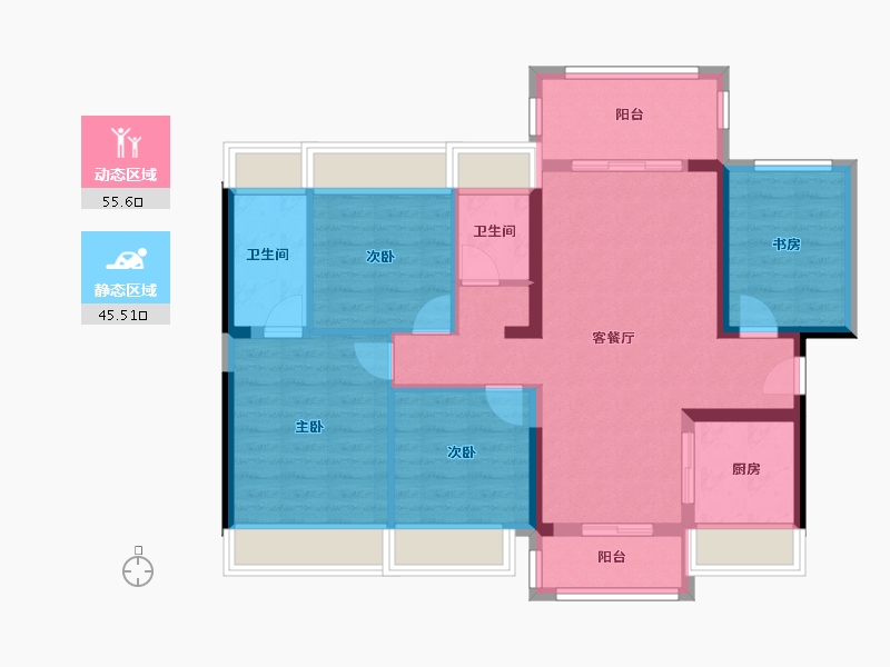 广东省-江门市-碧桂园世纪城-90.00-户型库-动静分区