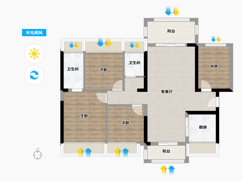 广东省-江门市-碧桂园世纪城-90.00-户型库-采光通风