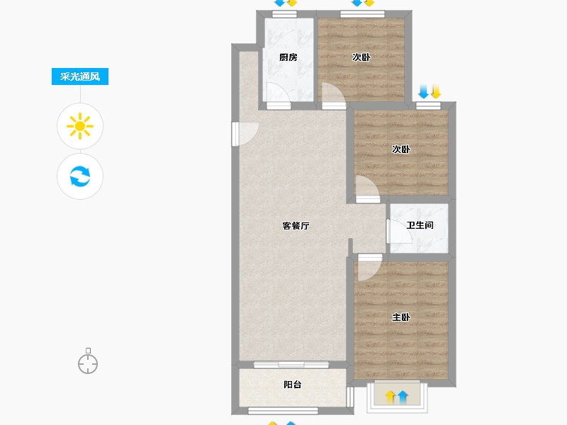 山西省-太原市-唐槐园-80.00-户型库-采光通风