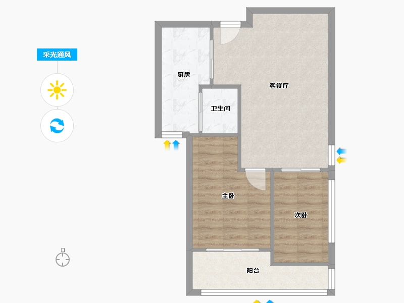 湖南省-长沙市-月湖兰庭-52.88-户型库-采光通风