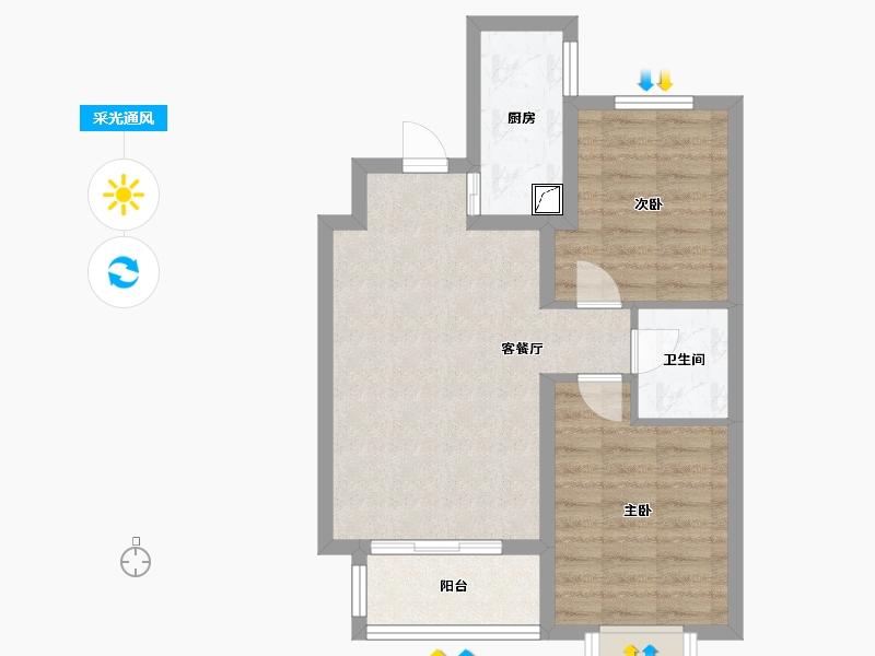 河北省-石家庄市-新里程西斯莱公馆-64.06-户型库-采光通风