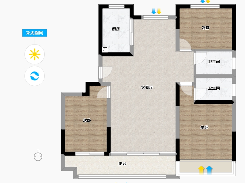 山东省-泰安市-康园-126.00-户型库-采光通风