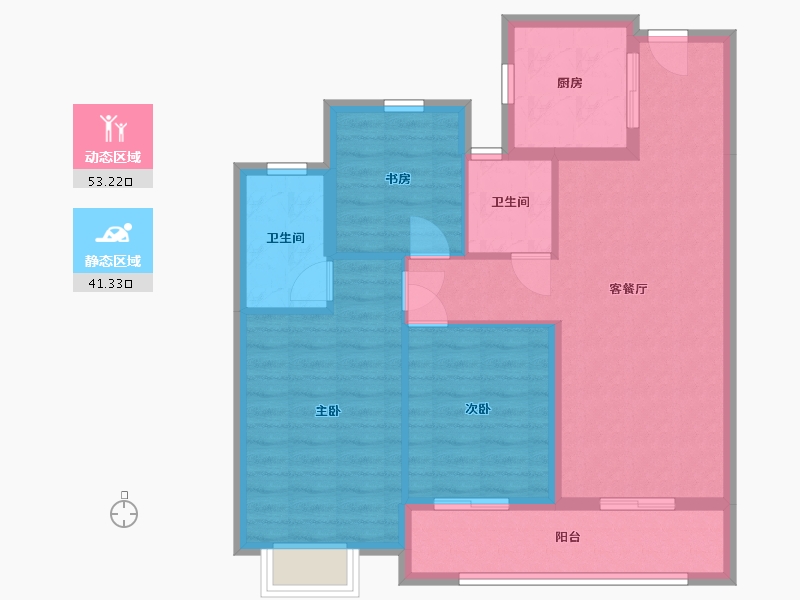 浙江省-杭州市-翠语彩虹里-96.50-户型库-动静分区