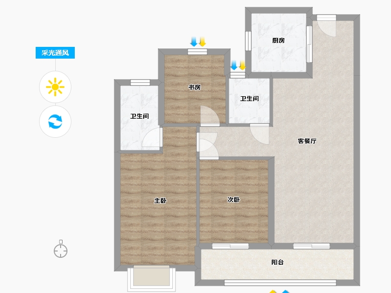 浙江省-杭州市-翠语彩虹里-96.50-户型库-采光通风