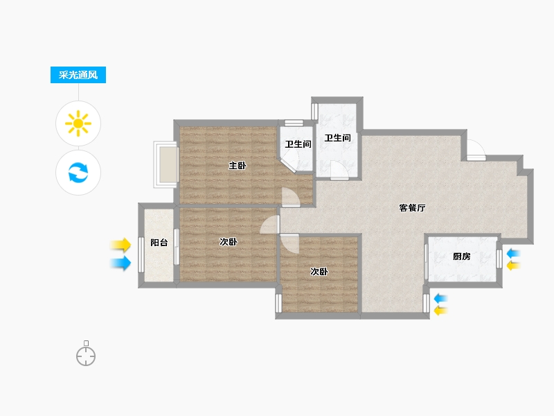 福建省-泉州市-冠亚东方星城-110.00-户型库-采光通风