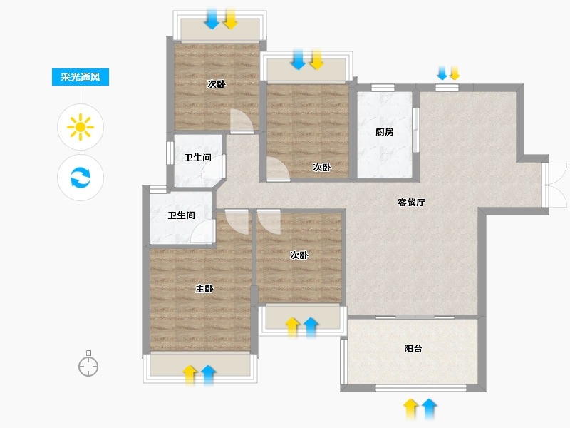 湖南省-邵阳市-金泉华府-141.00-户型库-采光通风