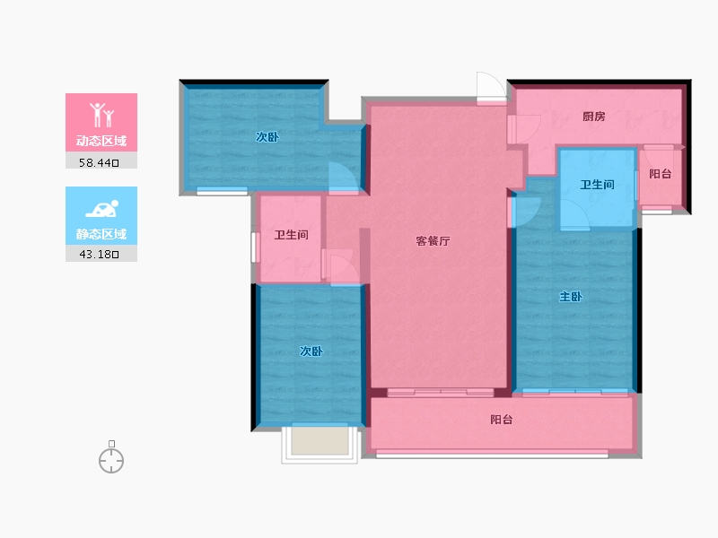 云南省-昆明市-海伦堡晋云府-103.00-户型库-动静分区