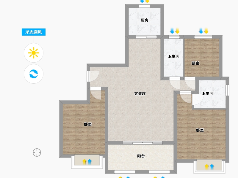 河南省-安阳市-建业壹号城邦-101.15-户型库-采光通风