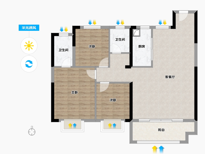 湖北省-襄阳市-绿地城际空间站-98.00-户型库-采光通风