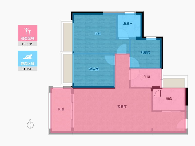 广东省-东莞市-碧桂园松湖明珠-82.00-户型库-动静分区