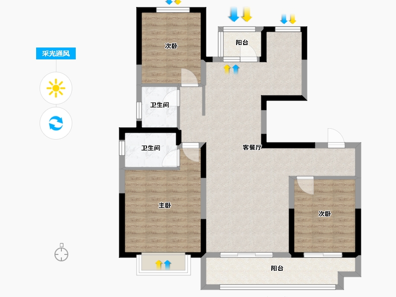 山东省-滨州市-中梁首府壹号-105.00-户型库-采光通风