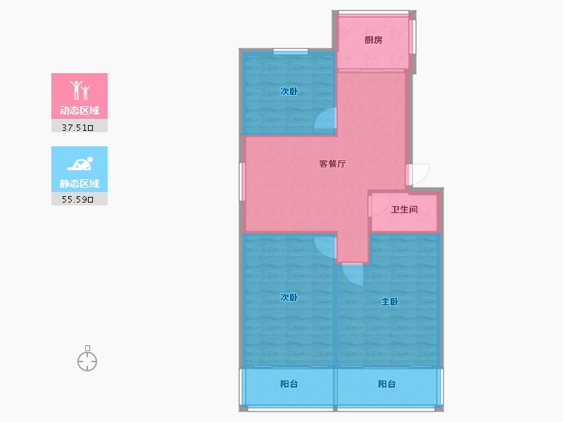 江苏省-南京市-峨嵋岭19号小区-98.00-户型库-动静分区