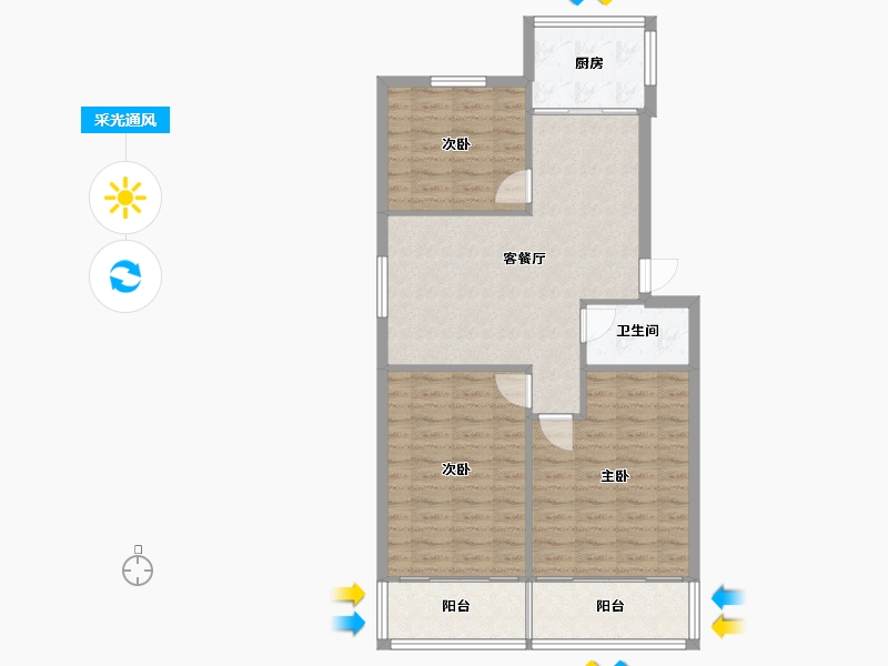 江苏省-南京市-峨嵋岭19号小区-98.00-户型库-采光通风