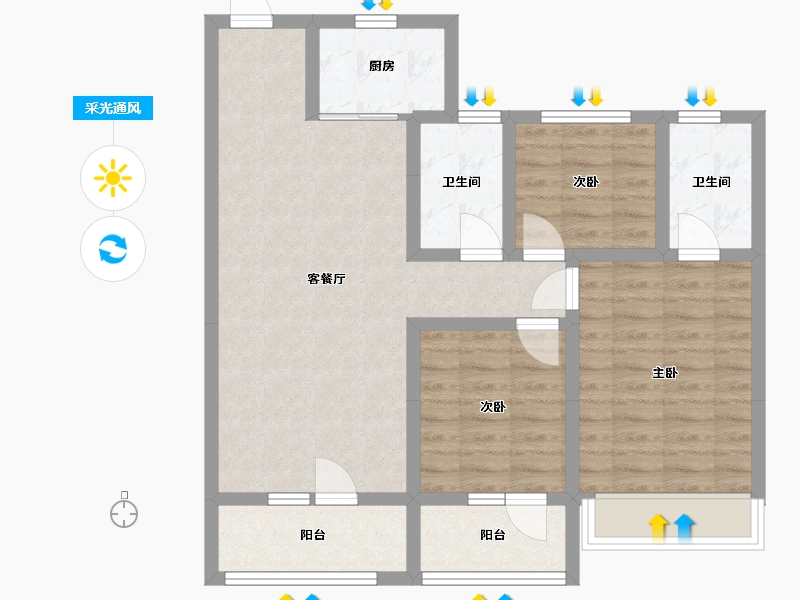 山东省-济宁市-青特瑞马星悦-83.60-户型库-采光通风