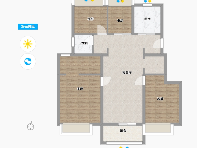 江苏省-苏州市-印月雅苑-91.00-户型库-采光通风