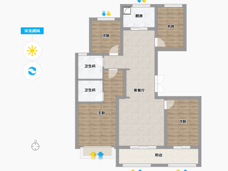 陕西省-西安市-西安绿城全运村木兰郡-101.18-户型库-采光通风