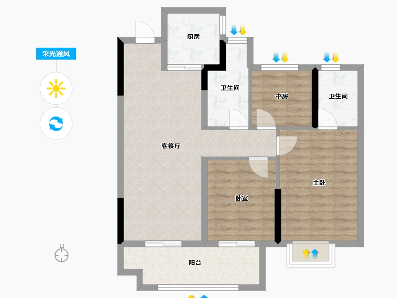 安徽省-宣城市-新华御园-78.80-户型库-采光通风