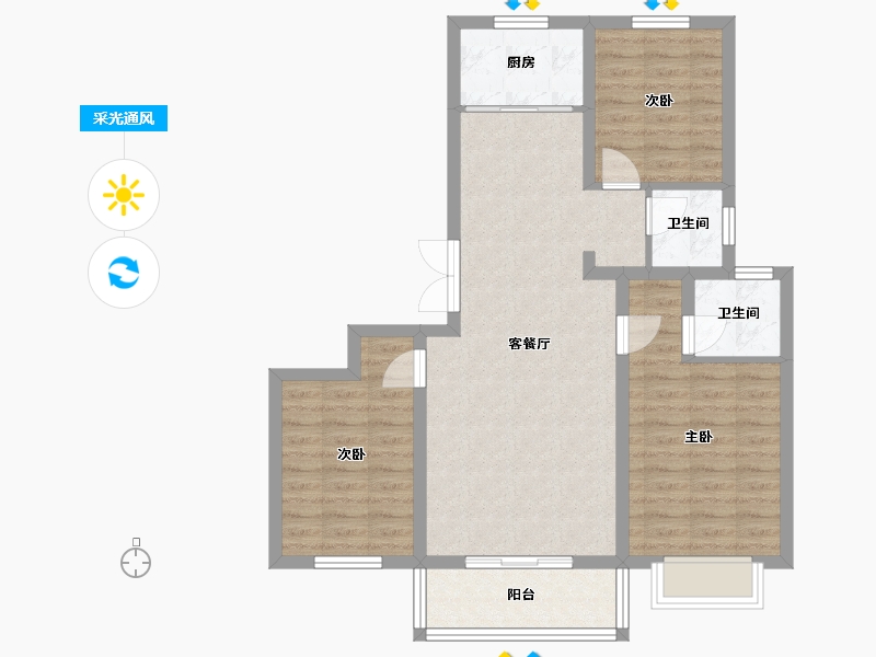 山西省-临汾市-尧星紫园-100.00-户型库-采光通风