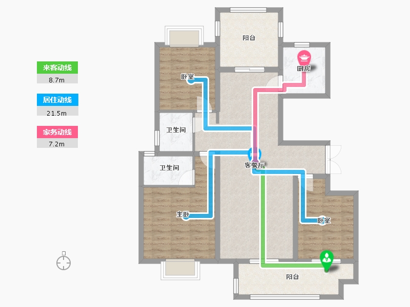 河南省-安阳市-建业城-105.00-户型库-动静线