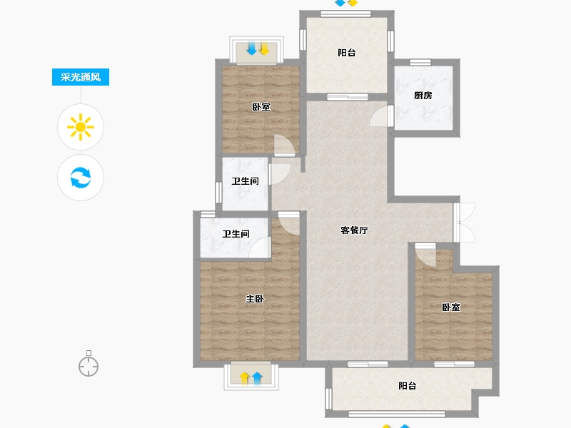 河南省-安阳市-建业城-105.00-户型库-采光通风