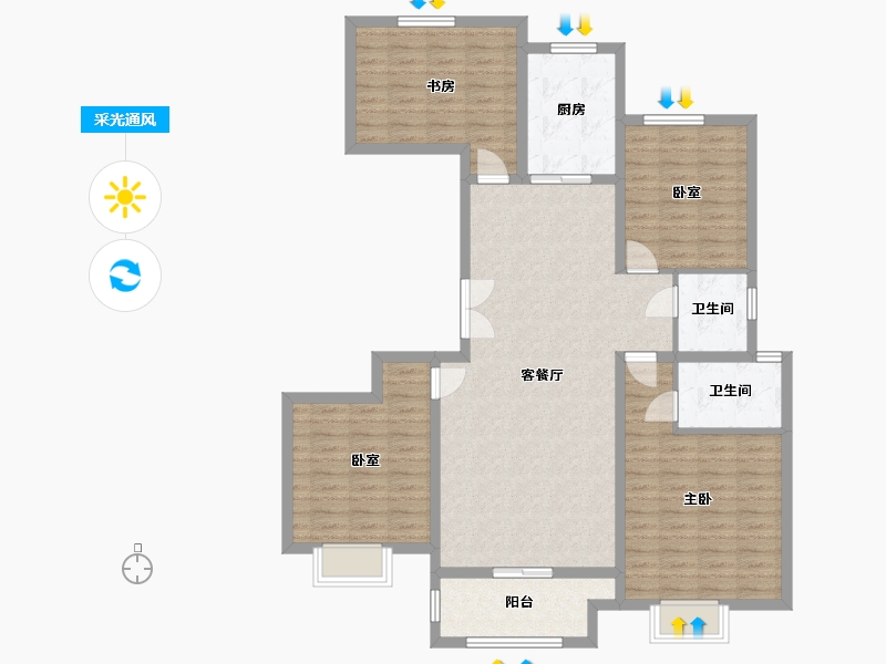 河南省-郑州市-浩创梧桐花语-120.00-户型库-采光通风