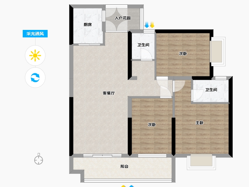 广西壮族自治区-南宁市-桂粮苑-119.00-户型库-采光通风