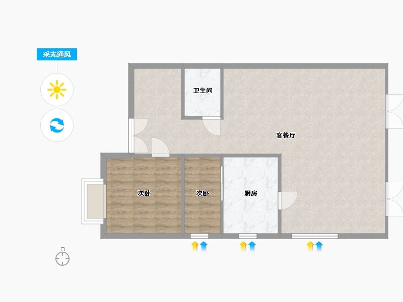 海南省-海口市-观湖园-87.39-户型库-采光通风