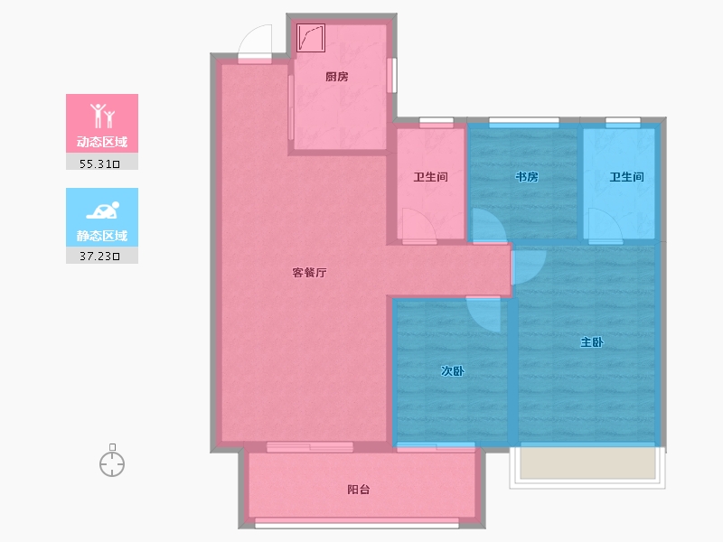 陕西省-咸阳市-凤凰府-83.00-户型库-动静分区