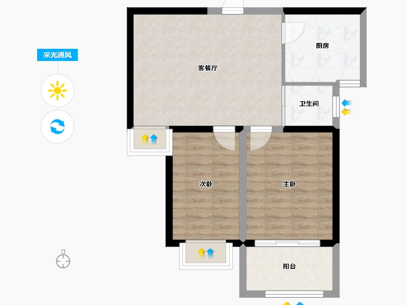 安徽省-合肥市-滨湖沁园-60.00-户型库-采光通风