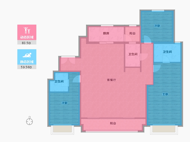 陕西省-西安市-金泰贞观悦府-140.00-户型库-动静分区