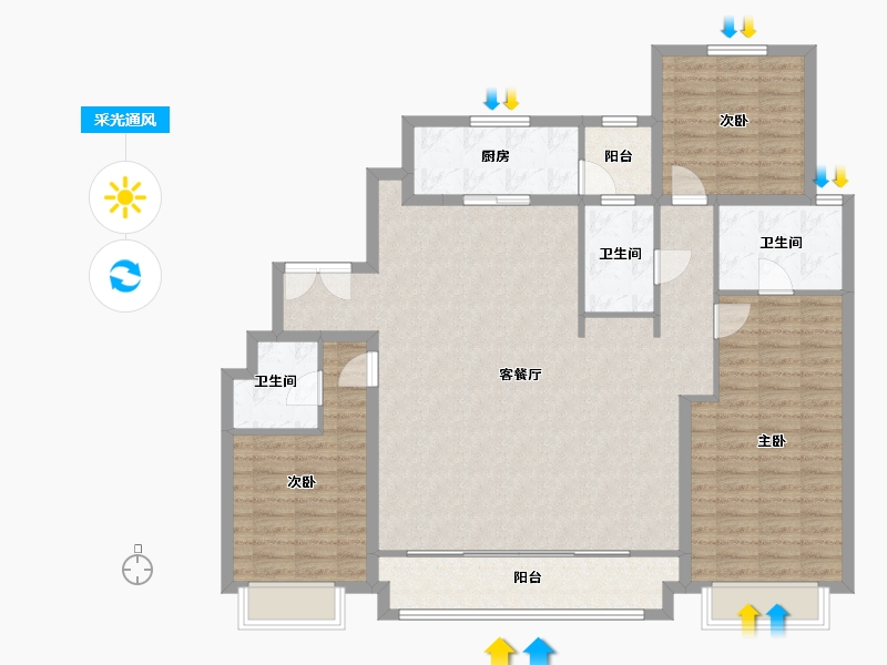 陕西省-西安市-金泰贞观悦府-140.00-户型库-采光通风