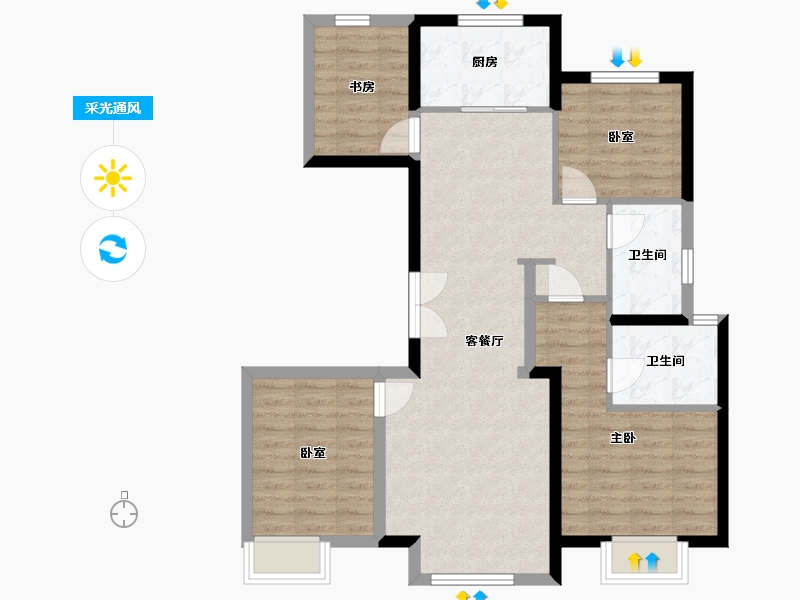 陕西省-西安市-西安全运村木兰郡-101.18-户型库-采光通风