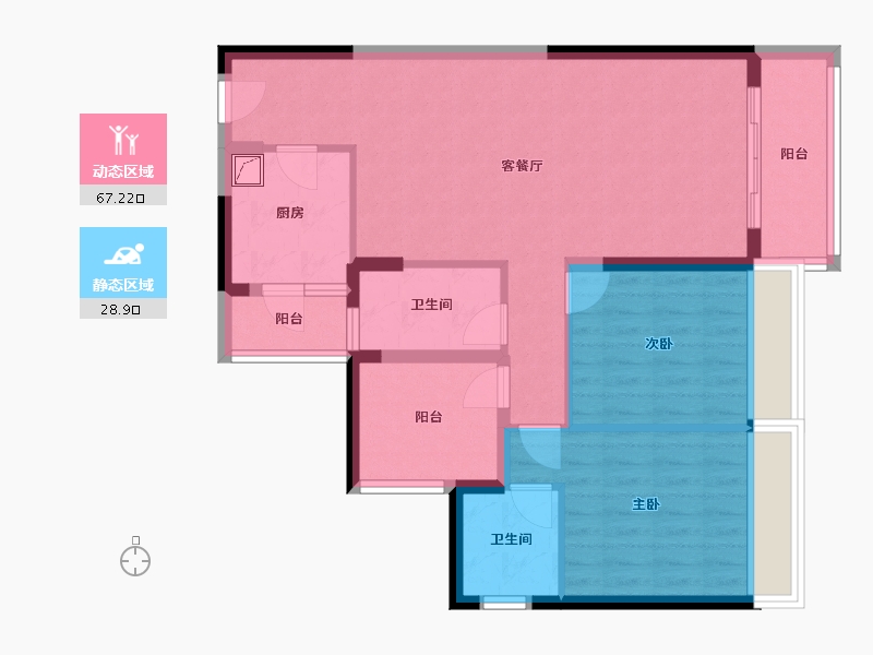 广东省-佛山市-晴澜苑-二期-85.60-户型库-动静分区