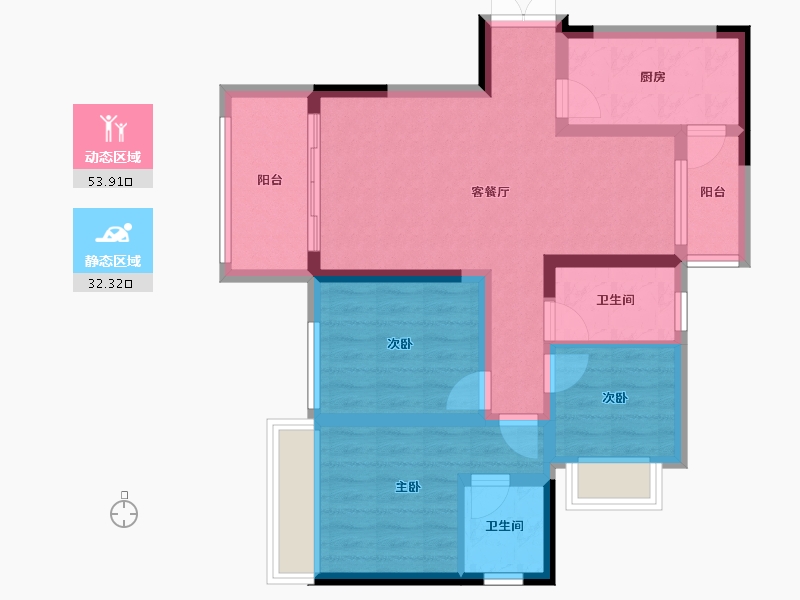 重庆-重庆市-贵博翡翠城-78.97-户型库-动静分区