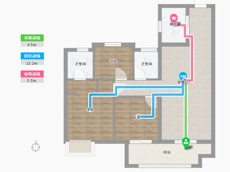 浙江省-金华市-蒲荷花苑-73.50-户型库-动静线