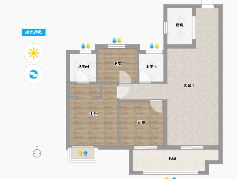 浙江省-金华市-蒲荷花苑-73.50-户型库-采光通风