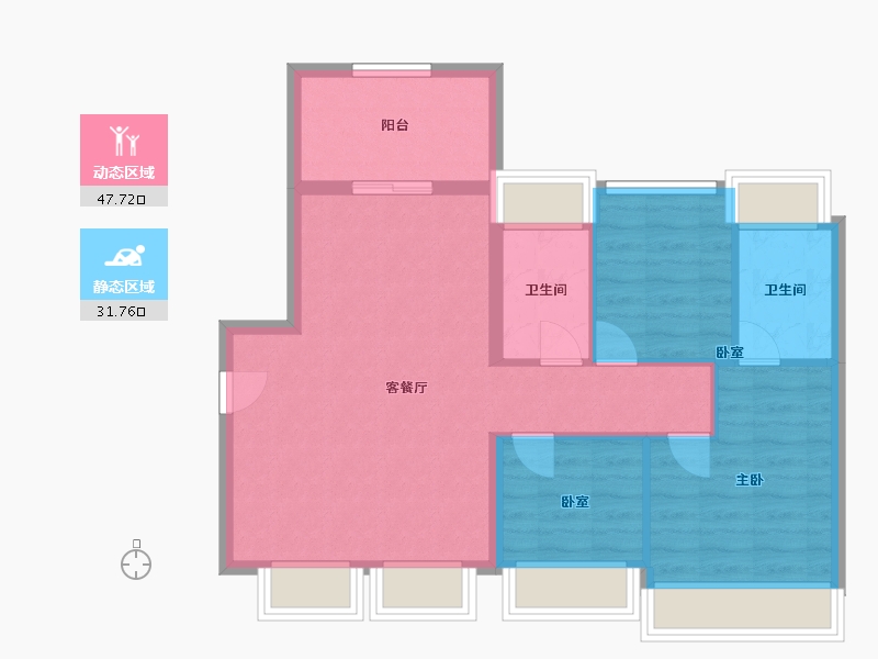 广东省-深圳市-卓越和奕府-71.36-户型库-动静分区