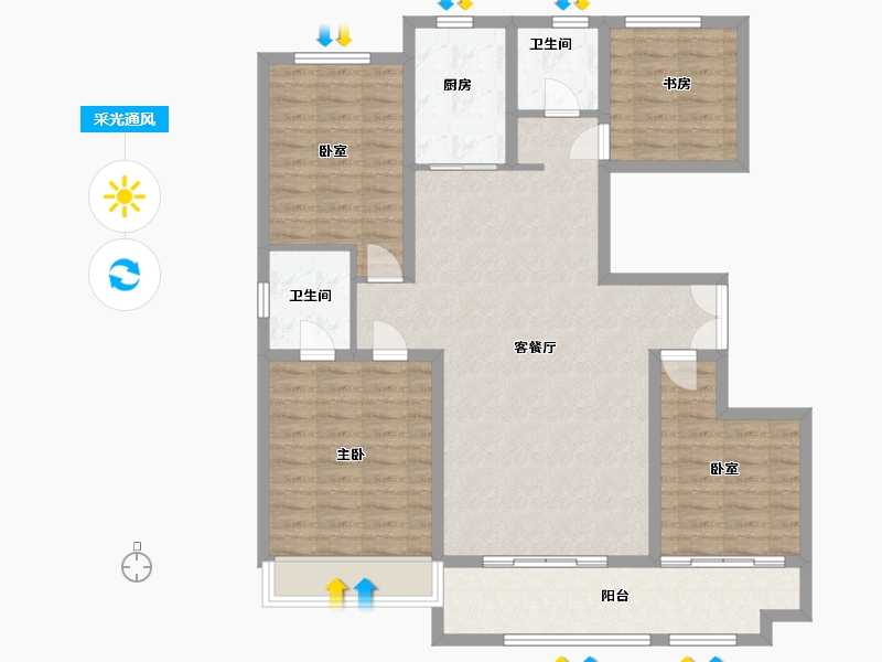 山东省-潍坊市-恒信绿城春风江南-113.13-户型库-采光通风