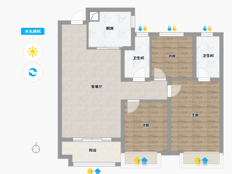 河南省-安阳市-名门艺境-80.00-户型库-采光通风