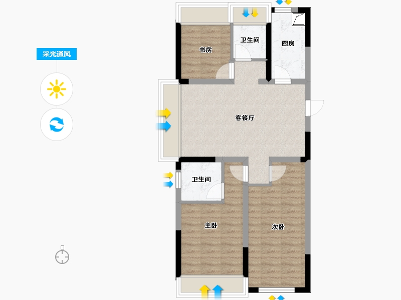 辽宁省-沈阳市-吾悦华府2期-78.58-户型库-采光通风