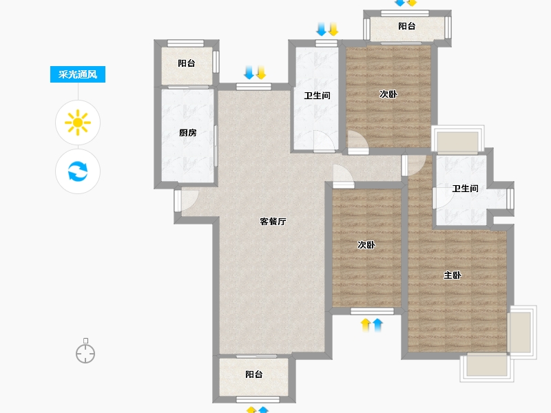 河北省-石家庄市-国际城-三期-126.00-户型库-采光通风