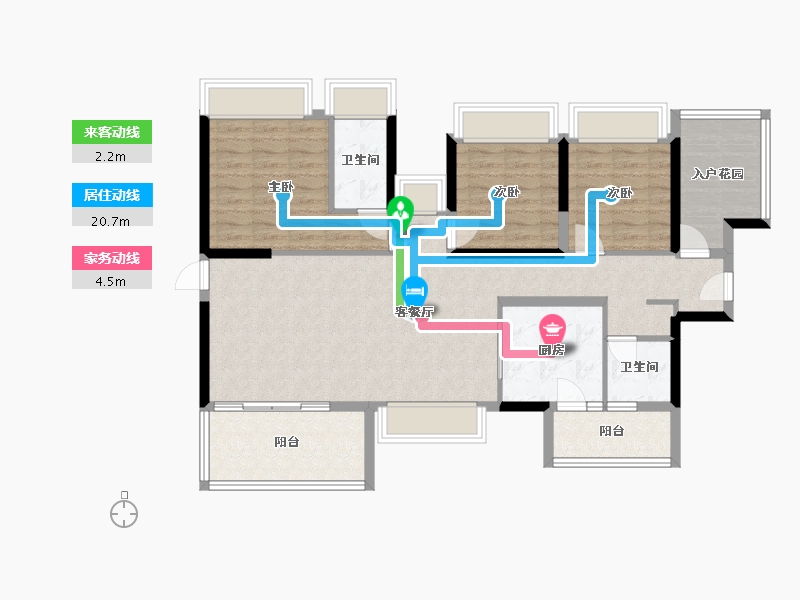 海南省-海口市-千江悦东汇小区-104.54-户型库-动静线