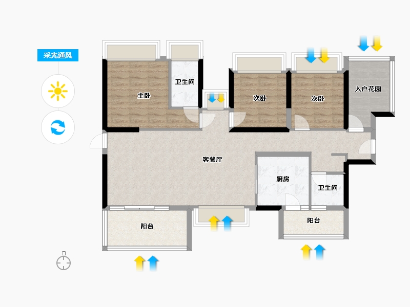 海南省-海口市-千江悦东汇小区-104.54-户型库-采光通风