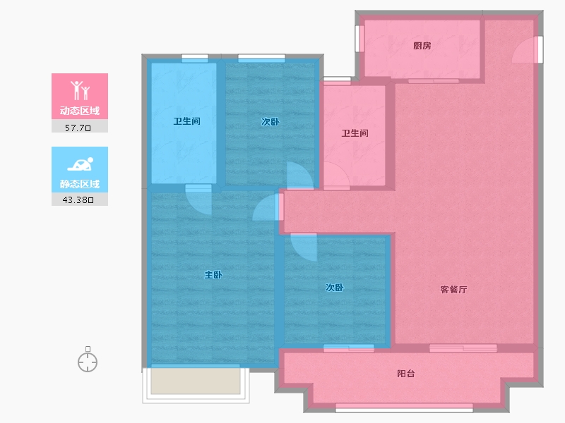 江苏省-宿迁市-如意庄园-90.00-户型库-动静分区