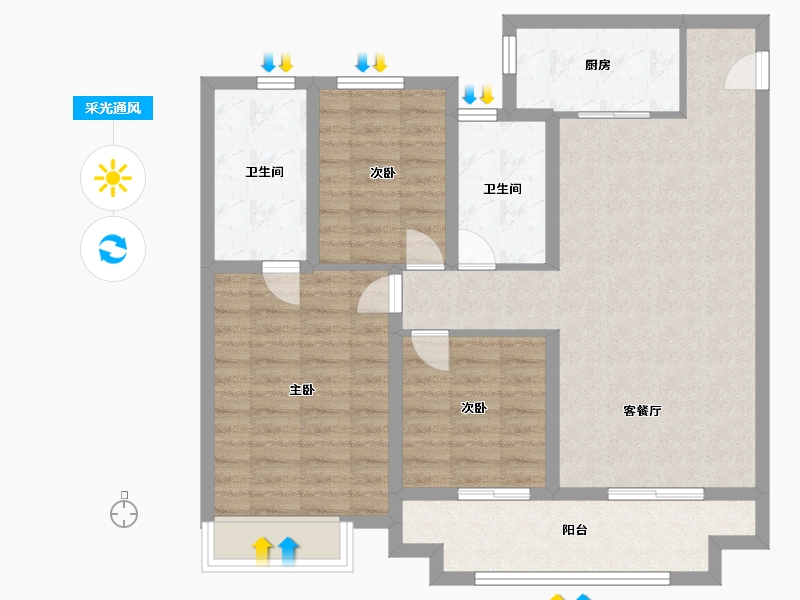 江苏省-宿迁市-如意庄园-90.00-户型库-采光通风