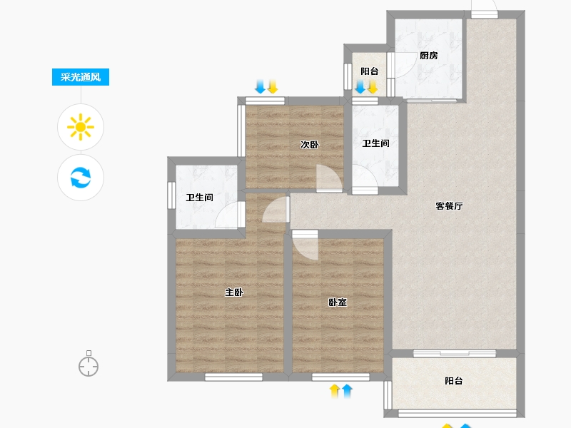 四川省-成都市-碧桂园海昌天澜-92.50-户型库-采光通风